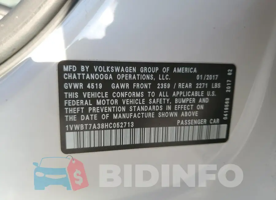 1VWBT7A38HC052713 Photo# 13