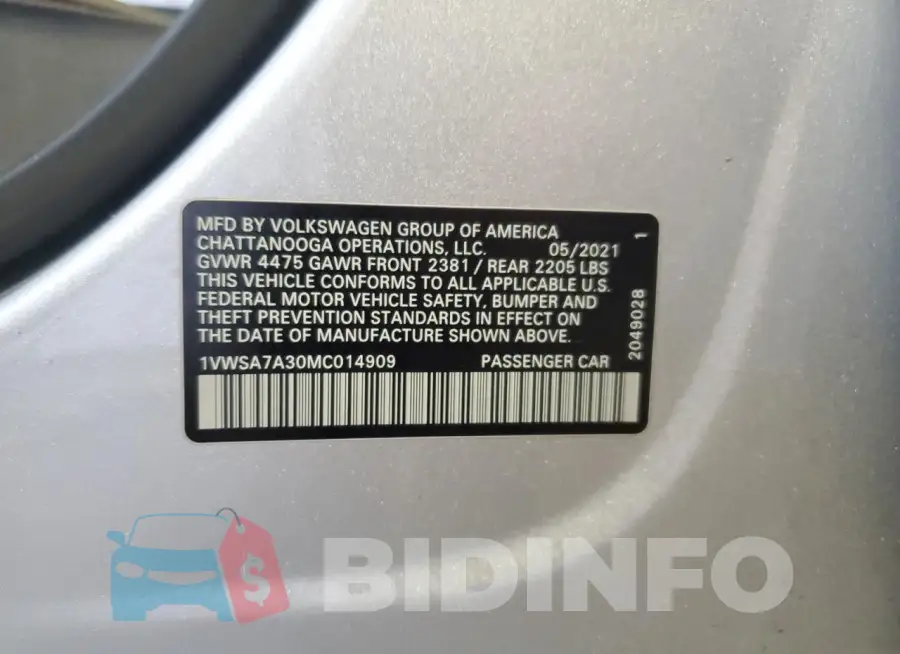 1VWSA7A30MC014909 Photo# 12