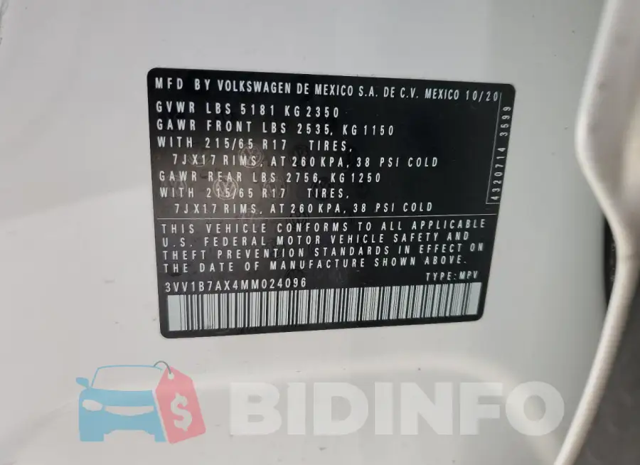 3VV1B7AX4MM024096 Photo# 13
