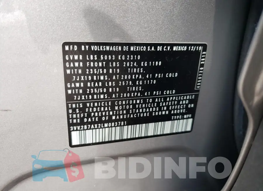 3VV2B7AX2LM083781 Photo# 12