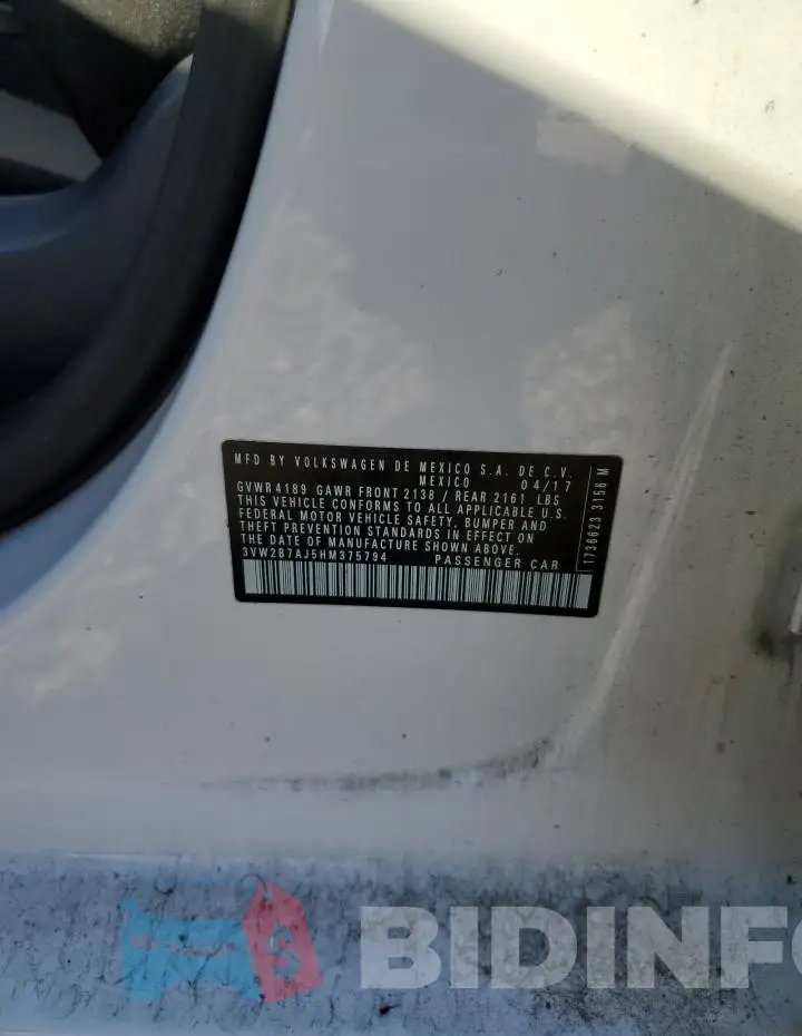 3VW2B7AJ5HM375794 Photo# 12