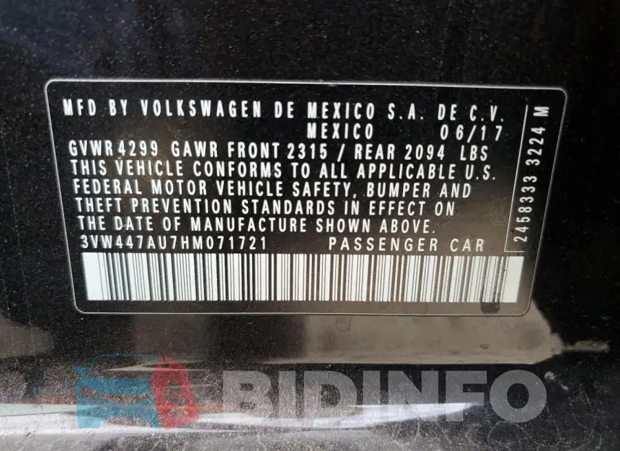 3VW447AU7HM071721 Photo# 12