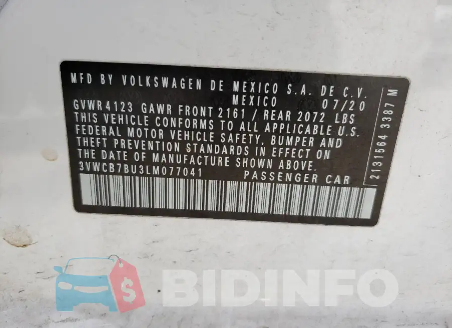 3VWCB7BU3LM077041 Photo# 12