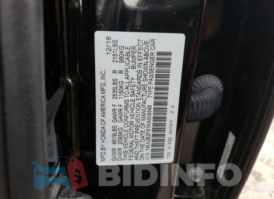 19UUB2F61KA009548 Photo# 12