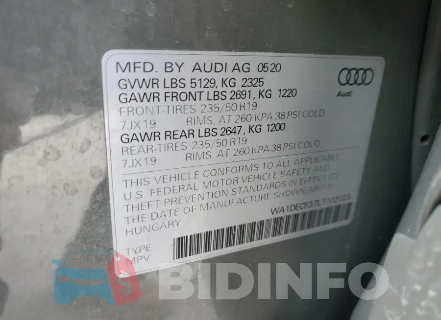 WA1DECF37L1102023 Photo# 12