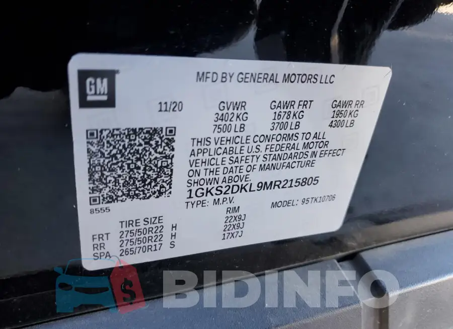 1GKS2DKL9MR215805 Photo# 14
