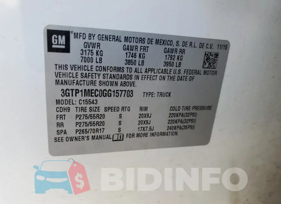3GTP1MEC0GG157703 Photo# 13