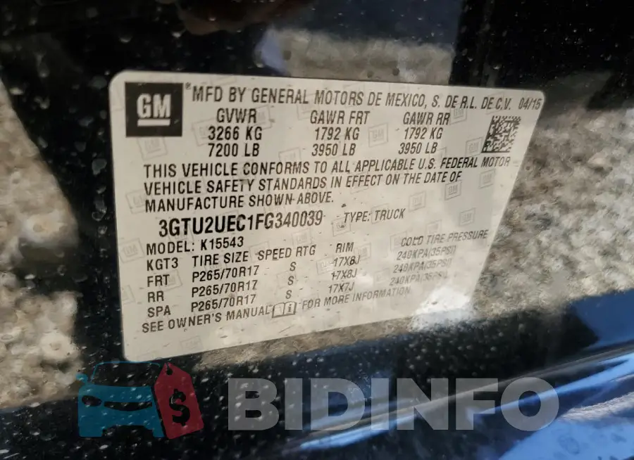 3GTU2UEC1FG340039 Photo# 13