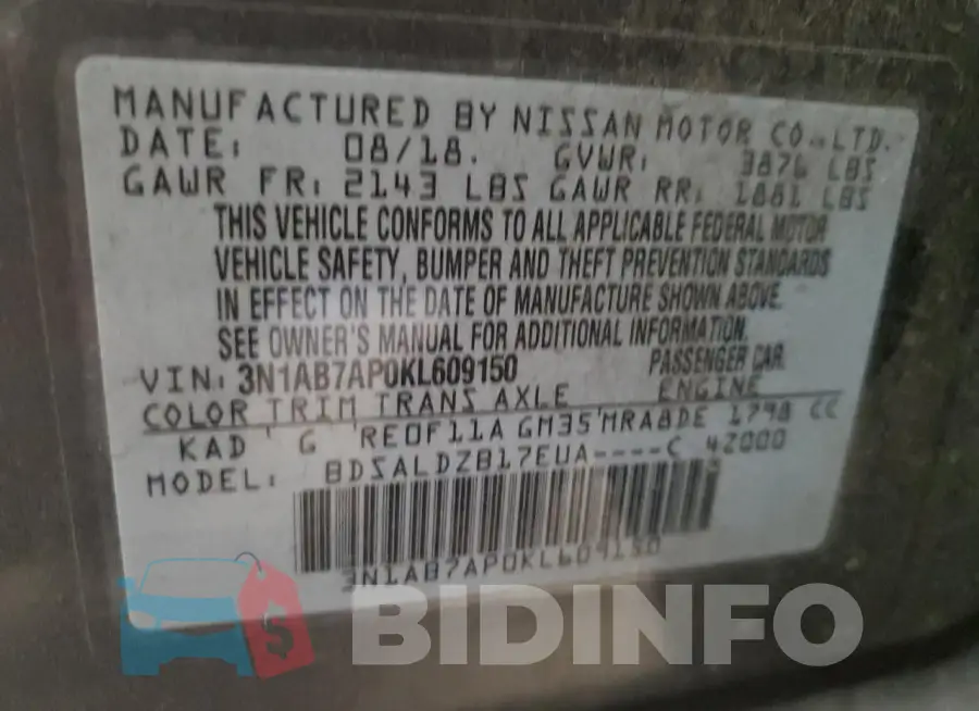 3N1AB7AP0KL609150 Photo# 12
