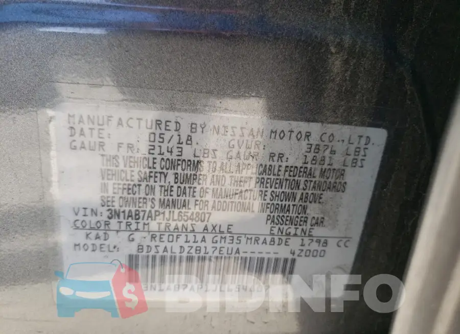 3N1AB7AP1JL654807 Photo# 13