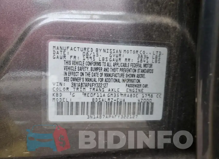 3N1AB7AP4FY322127 Photo# 12