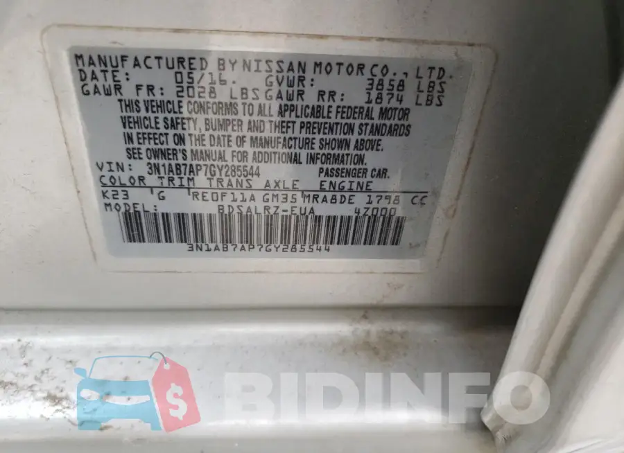 3N1AB7AP7GY285544 Photo# 12