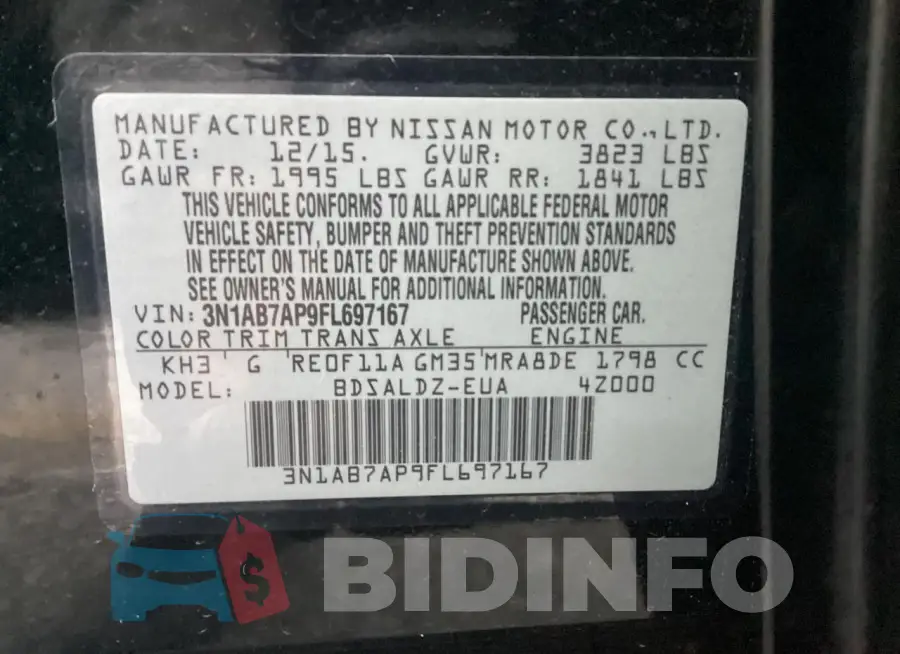 3N1AB7AP9FL697167 Photo# 10