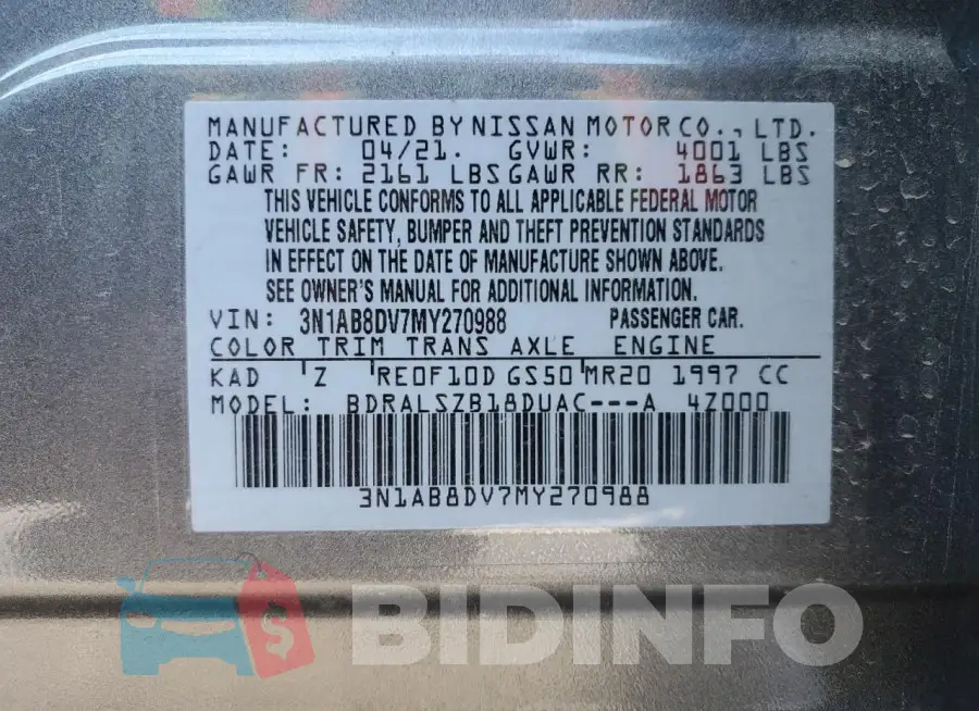 3N1AB8DV7MY270988 Photo# 12