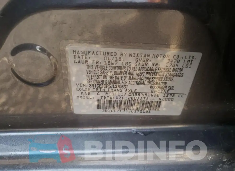3N1CE2CP5JL370631 Photo# 12