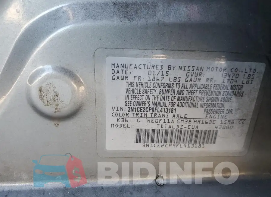 3N1CE2CP9FL413181 Photo# 12