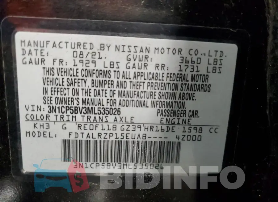 3N1CP5BV3ML535026 Photo# 13