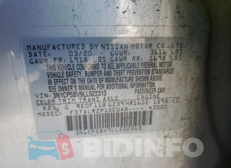 3N1CP5BV9LL522313 Photo# 13
