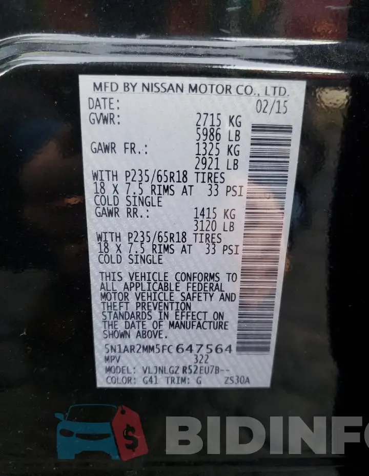 5N1AR2MM5FC647564 Photo# 12
