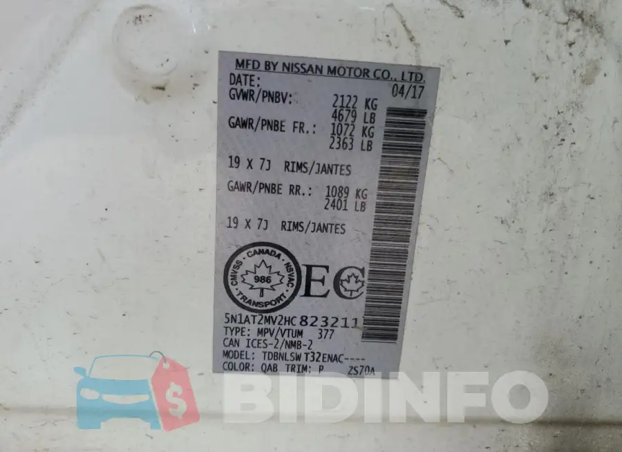 5N1AT2MV2HC823211 Photo# 13