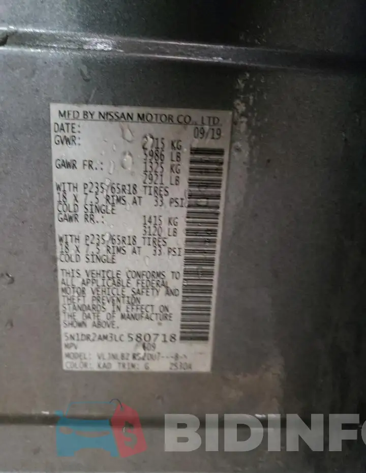 5N1DR2AM3LC580718 Photo# 13