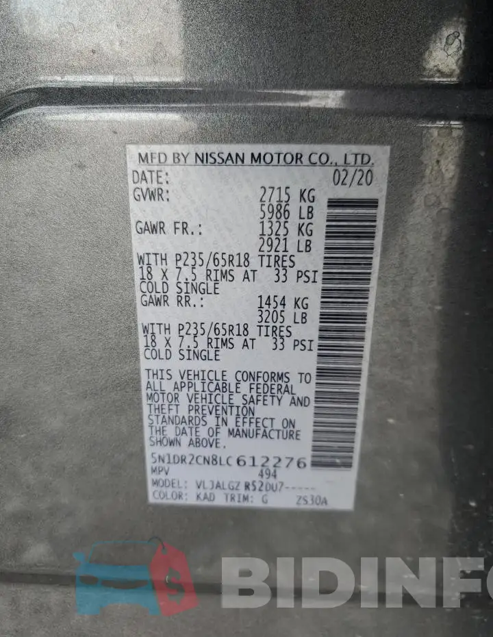5N1DR2CN8LC612276 Photo# 12