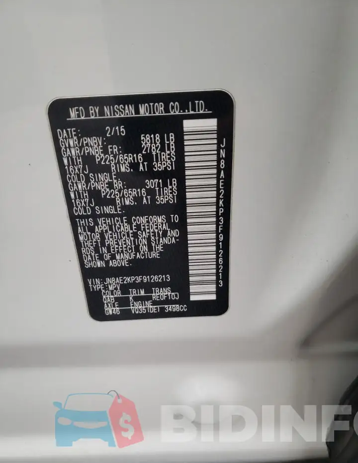JN8AE2KP3F9126213 Photo# 13