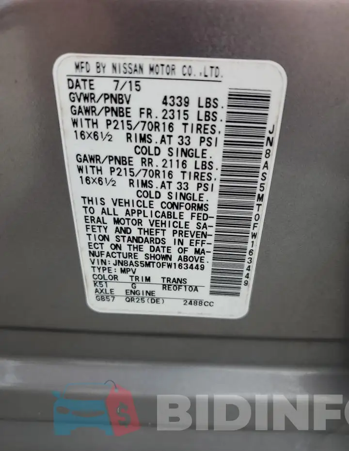 JN8AS5MT0FW163449 Photo# 12