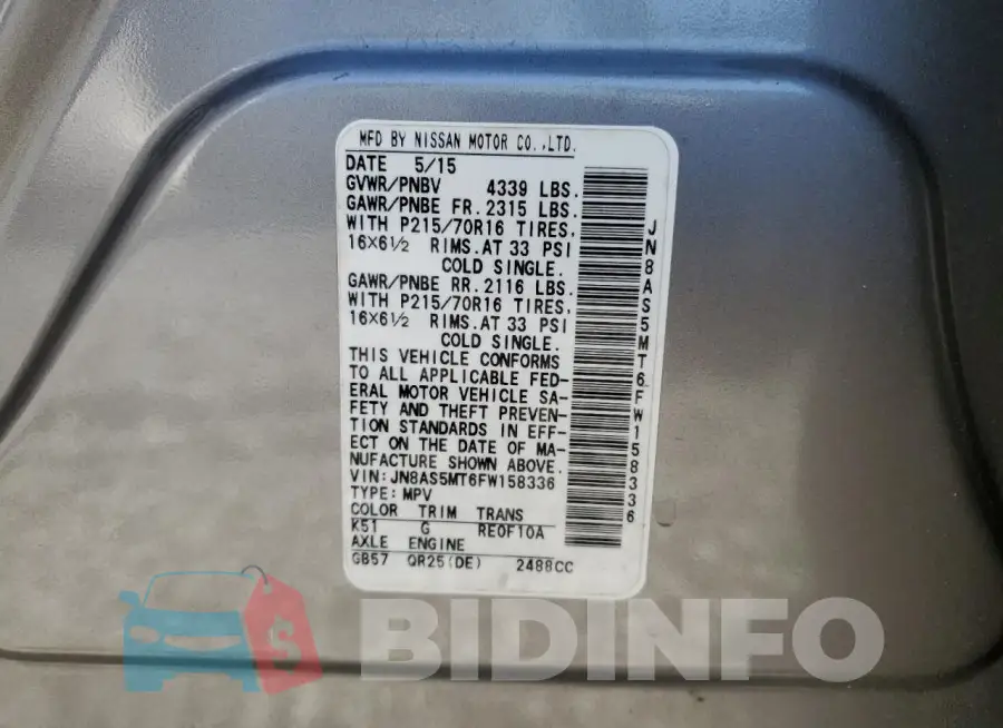 JN8AS5MT6FW158336 Photo# 13