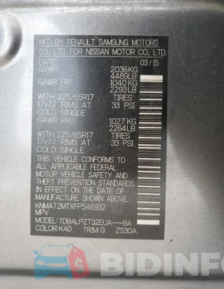 KNMAT2MTXFP546932 Photo# 13