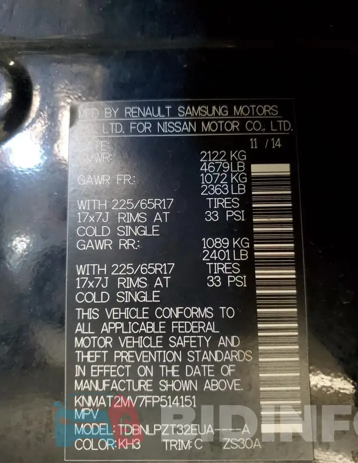 KNMAT2MV7FP514151 Photo# 12