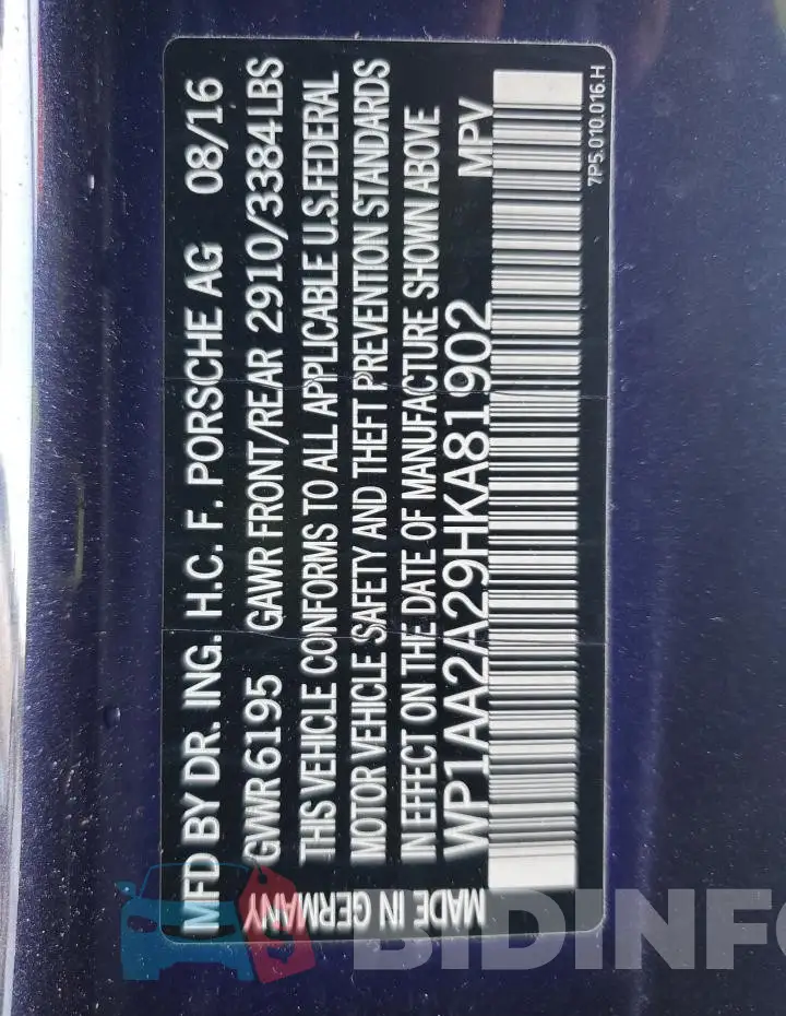 WP1AA2A29HKA81902 Photo# 14