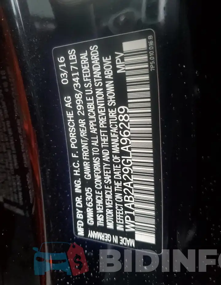 WP1AB2A29GLA96289 Photo# 14