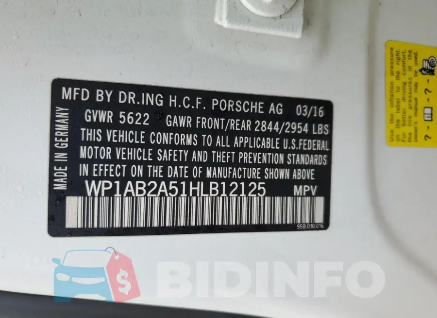 WP1AB2A51HLB12125 Photo# 12