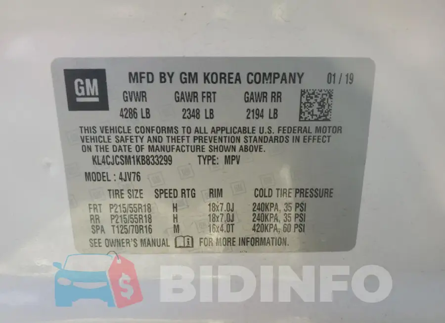 KL4CJCSM1KB833299 Photo# 13