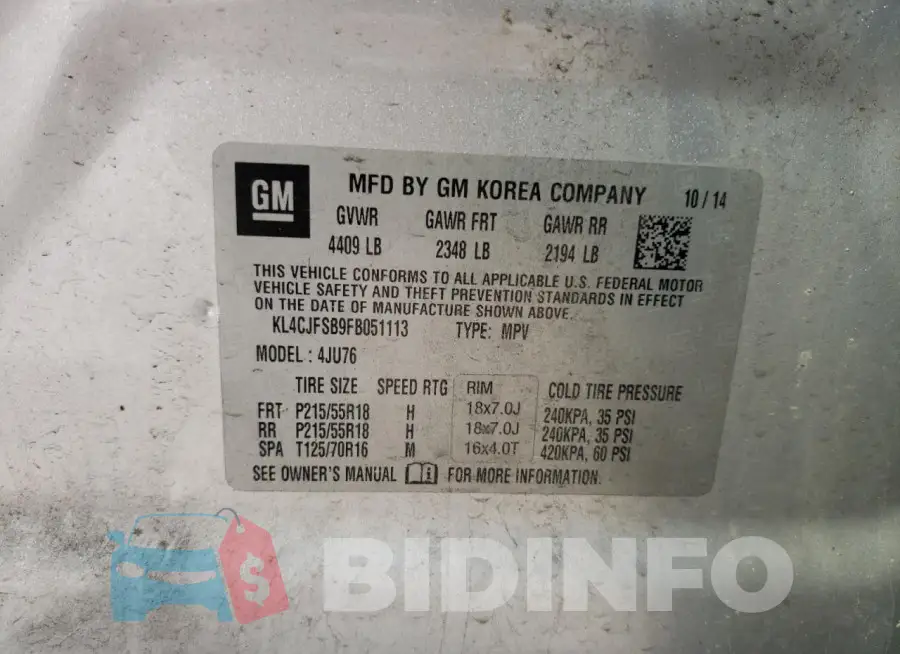 KL4CJFSB9FB051113 Photo# 13