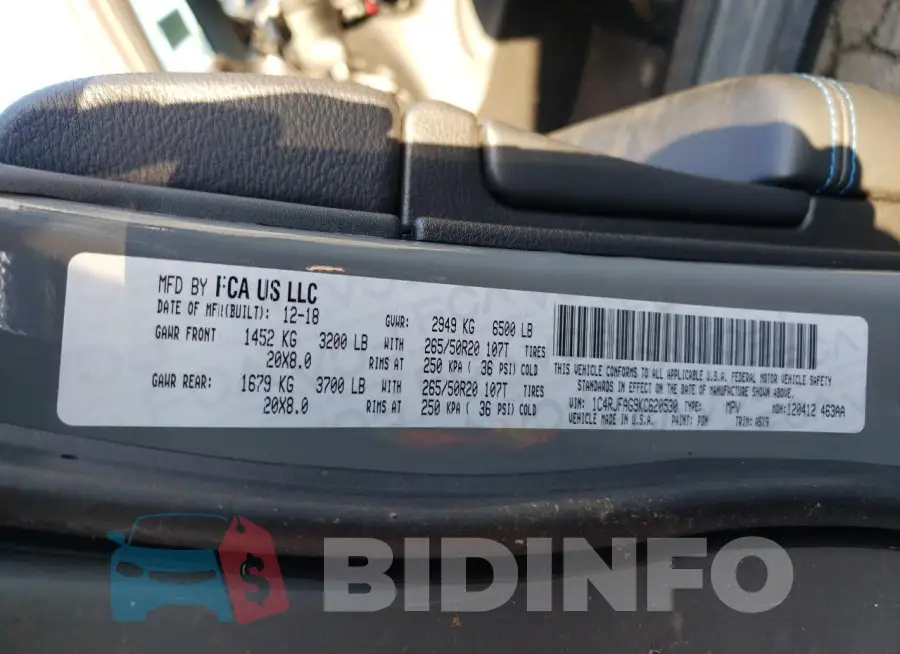 1C4RJFAG9KC620530 Photo# 13