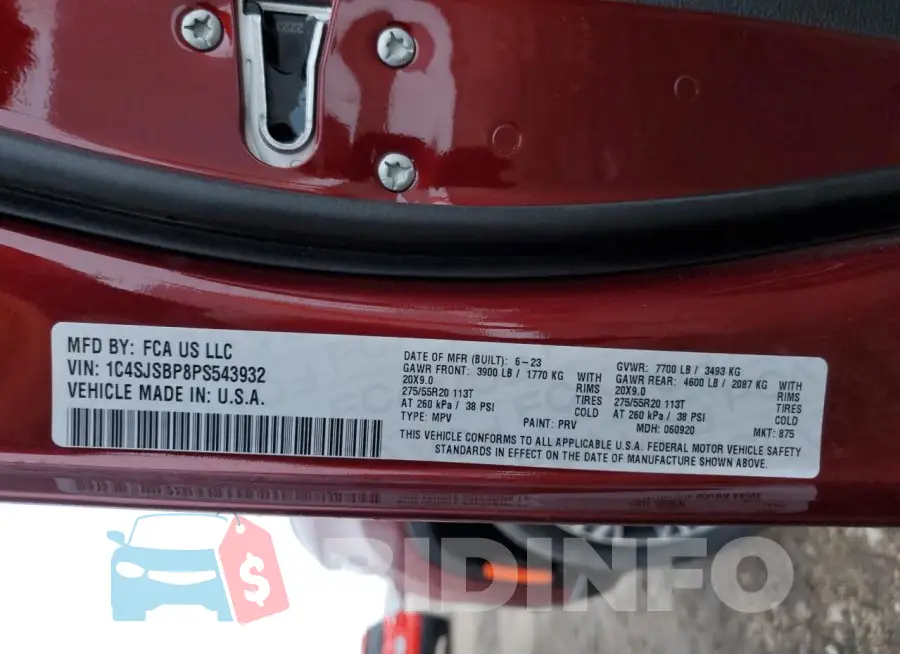 1C4SJSBP8PS543932 Photo# 13