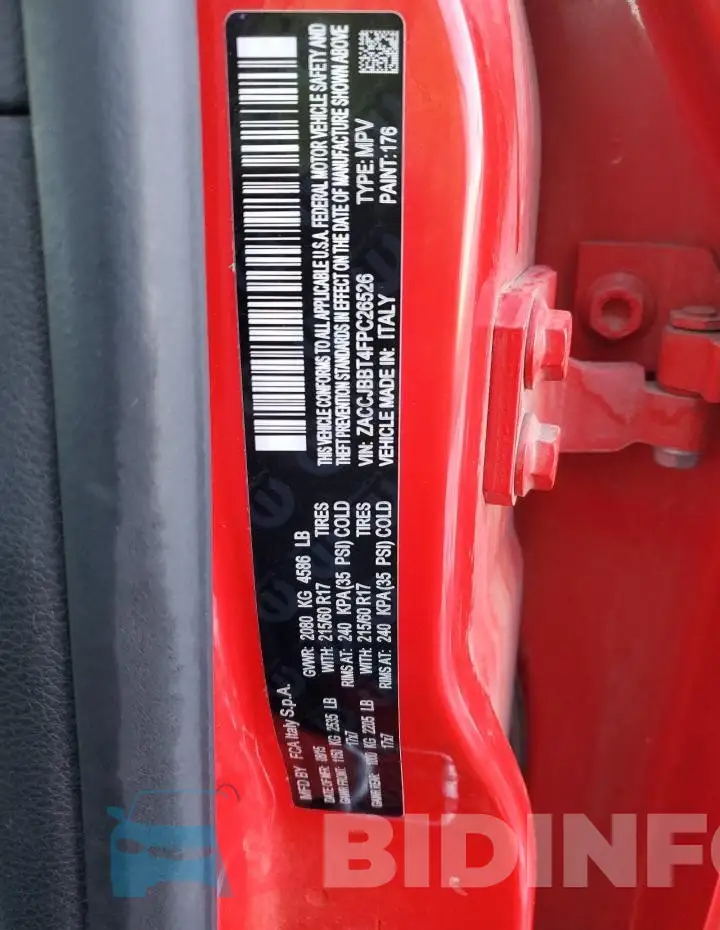 ZACCJBBT4FPC26526 Photo# 14