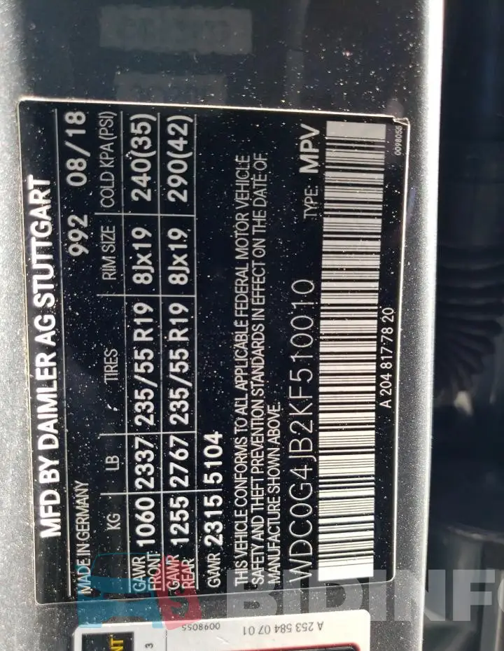 WDC0G4JB2KF510010 Photo# 14