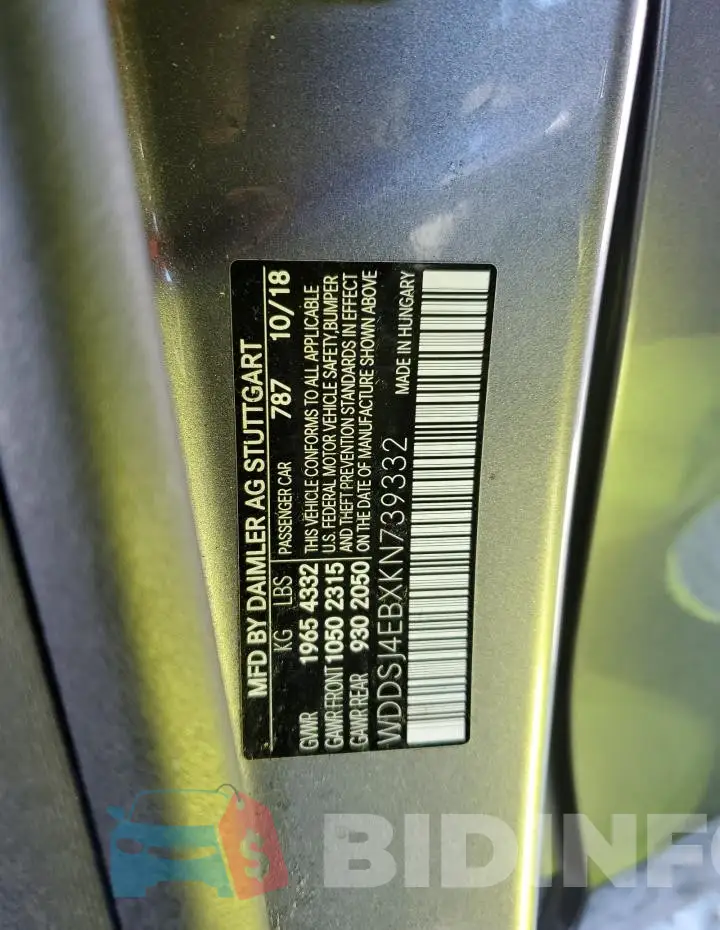 WDDSJ4EBXKN739332 Photo# 12