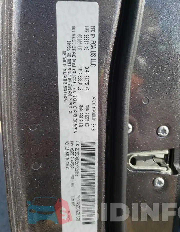 2C3CDXBG6KH726050 Photo# 12
