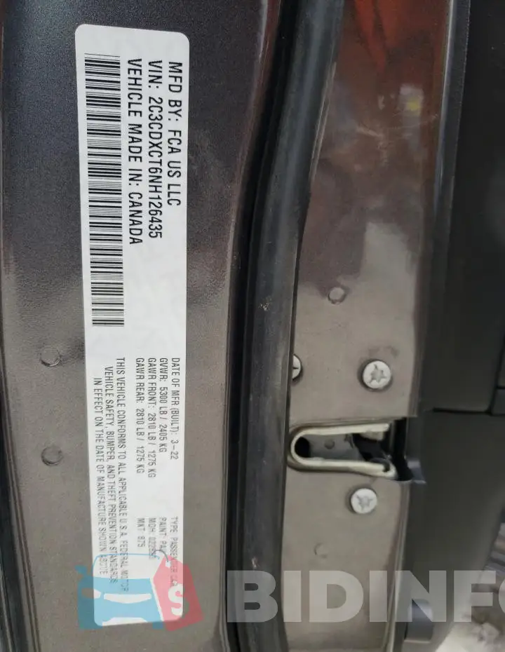 2C3CDXCT6NH126435 Photo# 12