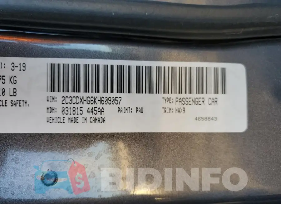 2C3CDXHG6KH609057 Photo# 13