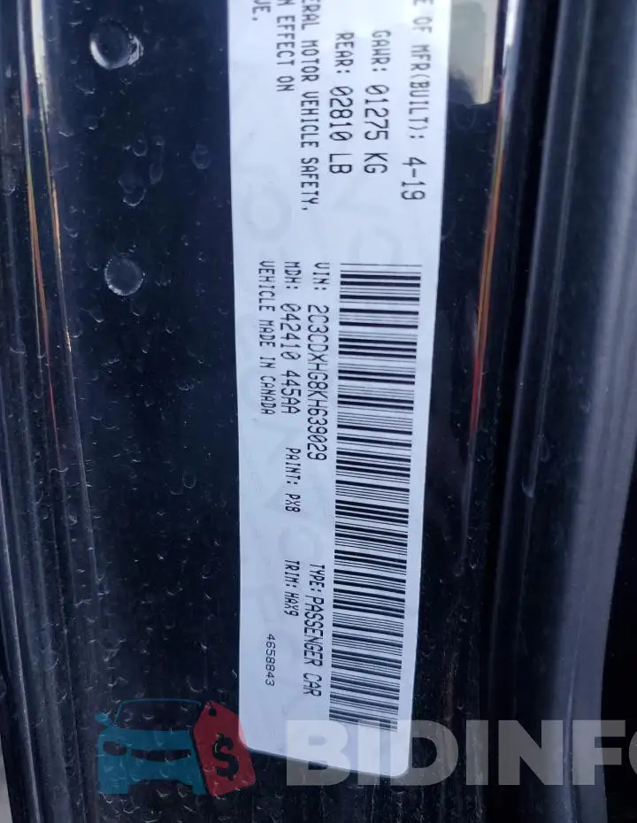 2C3CDXHG8KH639029 Photo# 12
