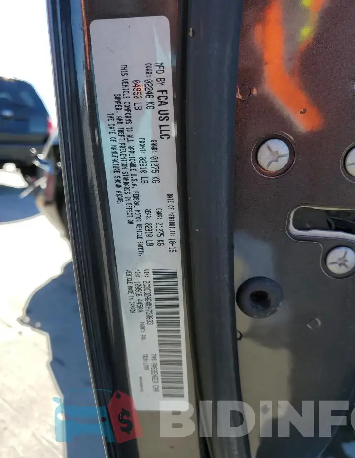 2C3CDZAGXKH730633 Photo# 12