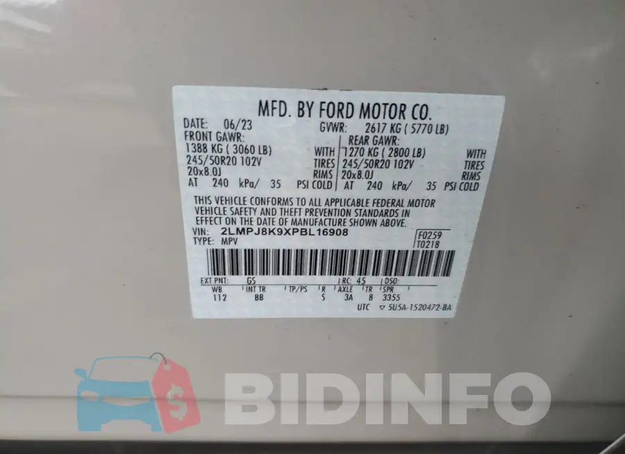 2LMPJ8K9XPBL16908 Photo# 12