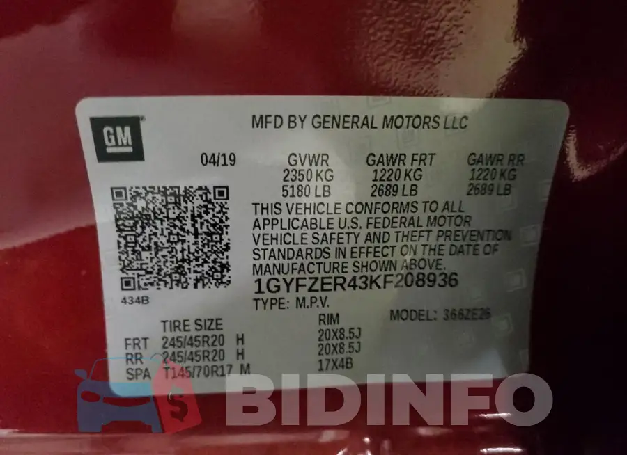 1GYFZER43KF208936 Photo# 13