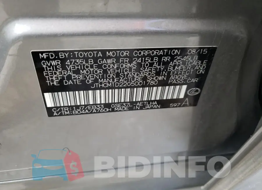 JTHCM1D22G5001780 Photo# 12