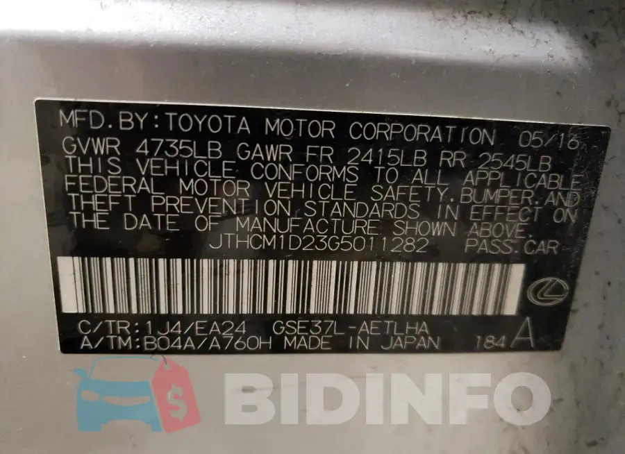 JTHCM1D23G5011282 Photo# 13
